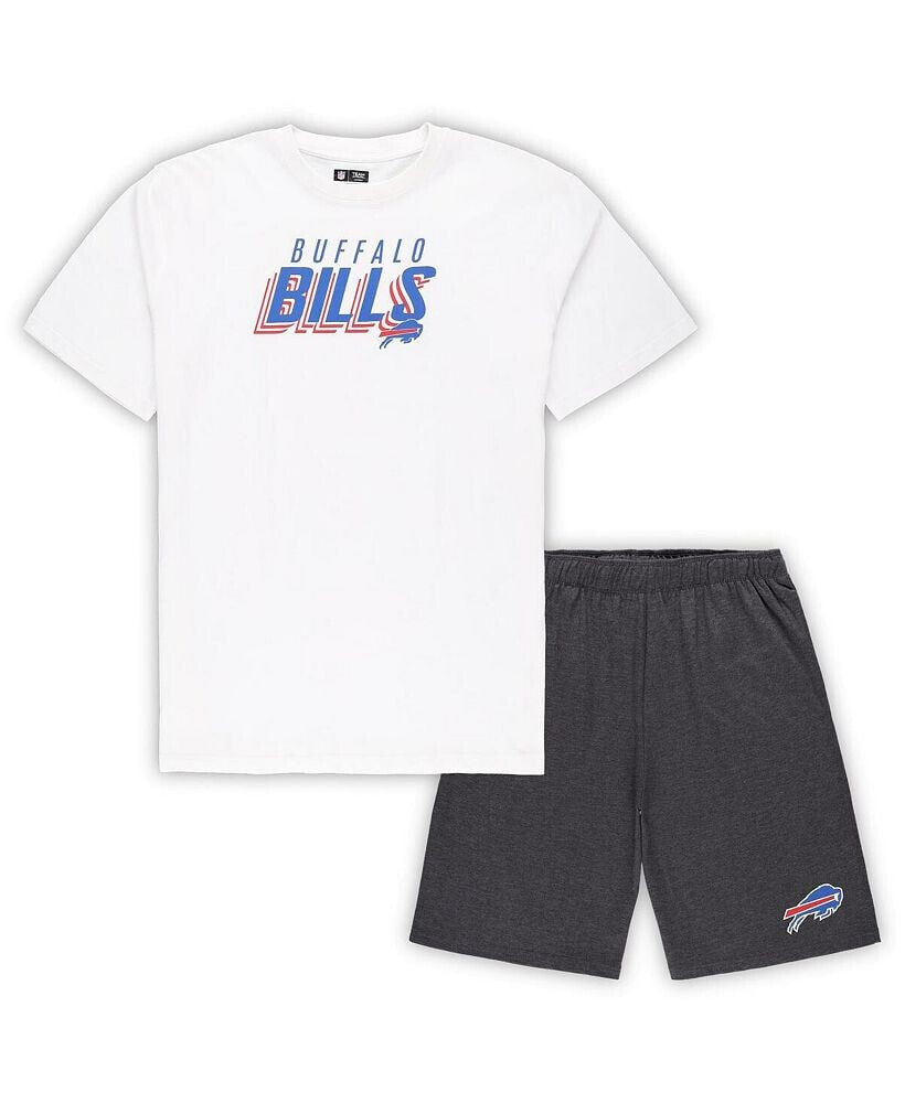 Concepts Sport men's White, Charcoal Buffalo Bills Big and Tall T-shirt and Shorts Set