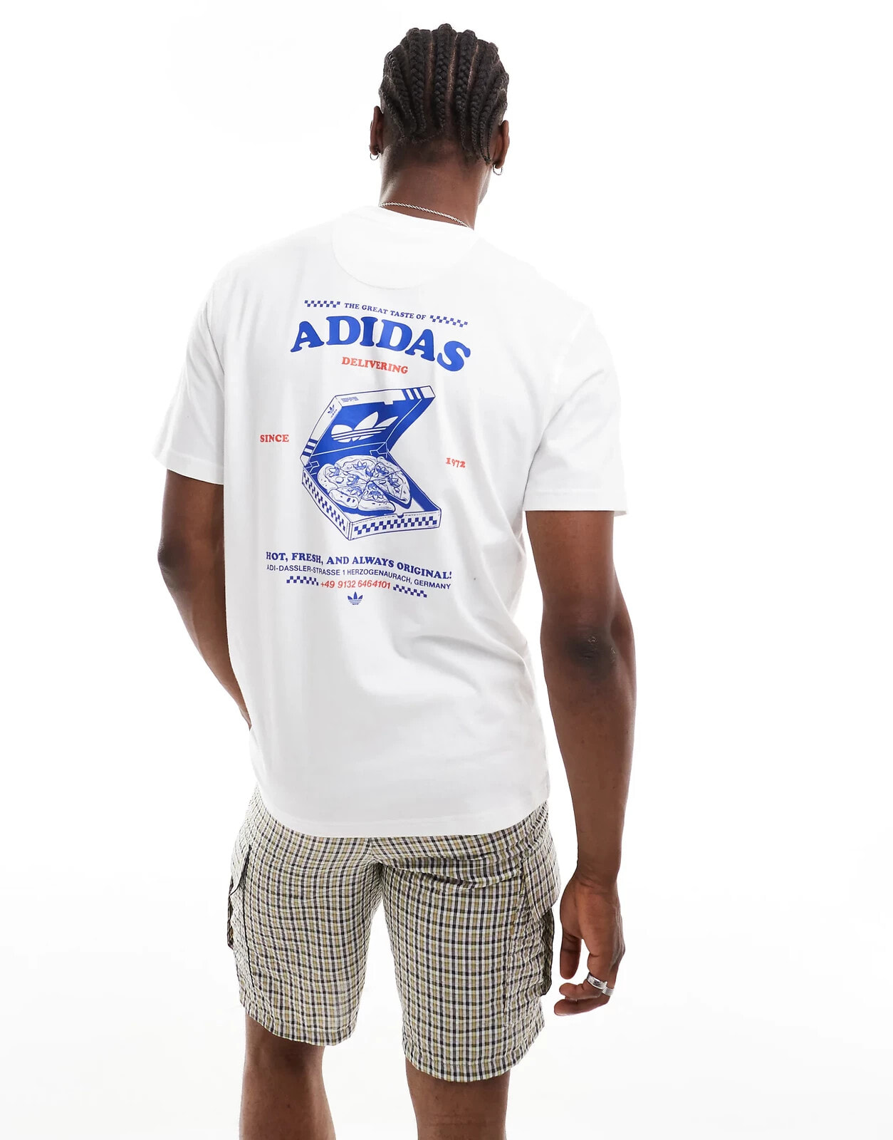 adidas Originals – T-Shirt in Weiß mit Pizza-Grafikprint