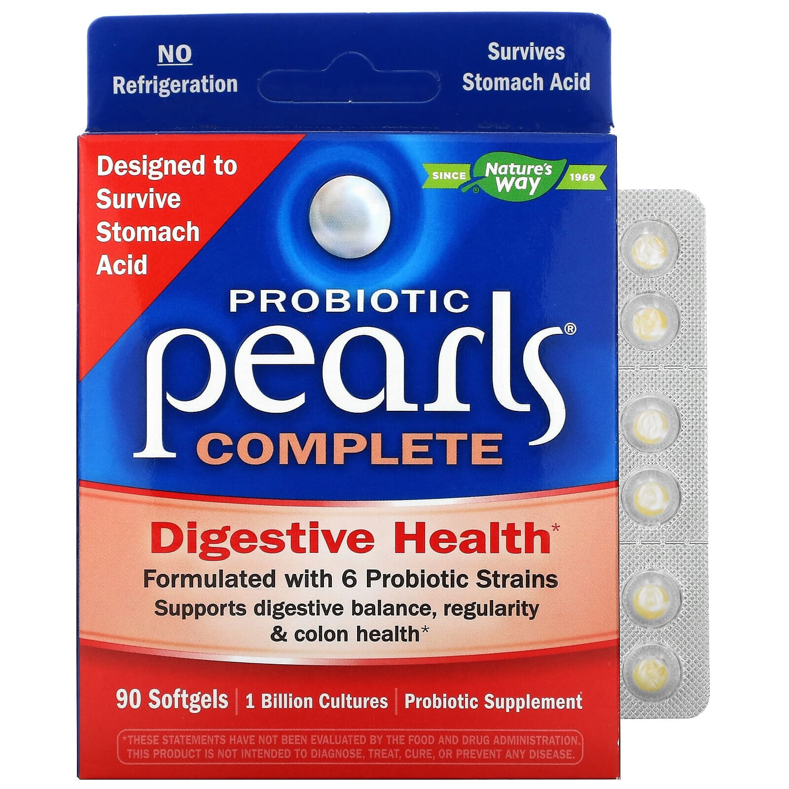 Натурес Вэй, Probiotic Pearls Complete, пробиотик, 90 капсул