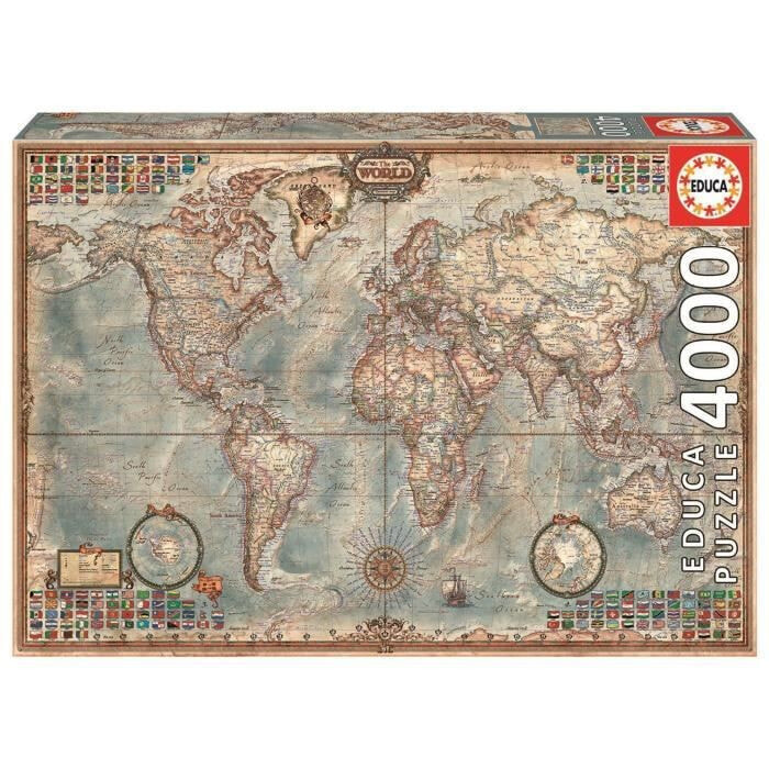 Пазл Educa, 4000 деталей карта мира
