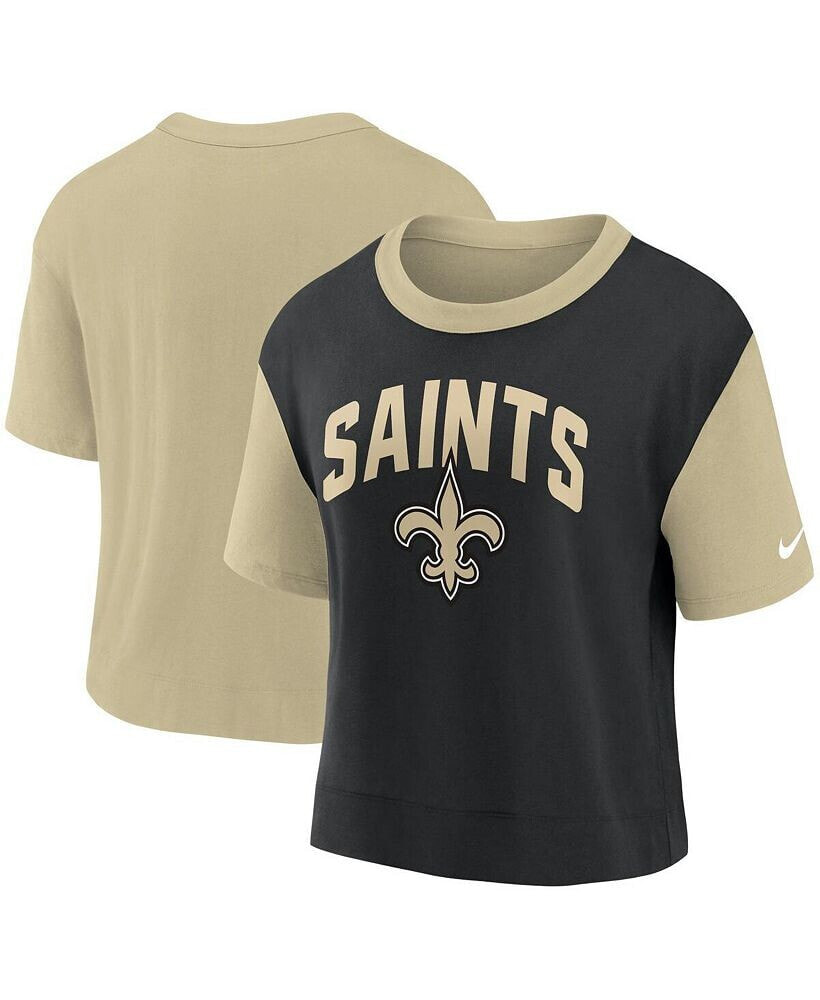Nike women's Gold, Black New Orleans Saints High Hip Fashion T-shirt