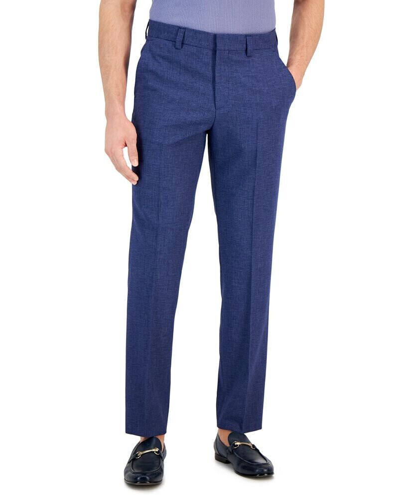 HUGO men's Modern-Fit Micro-Grid Superflex Suit Pants