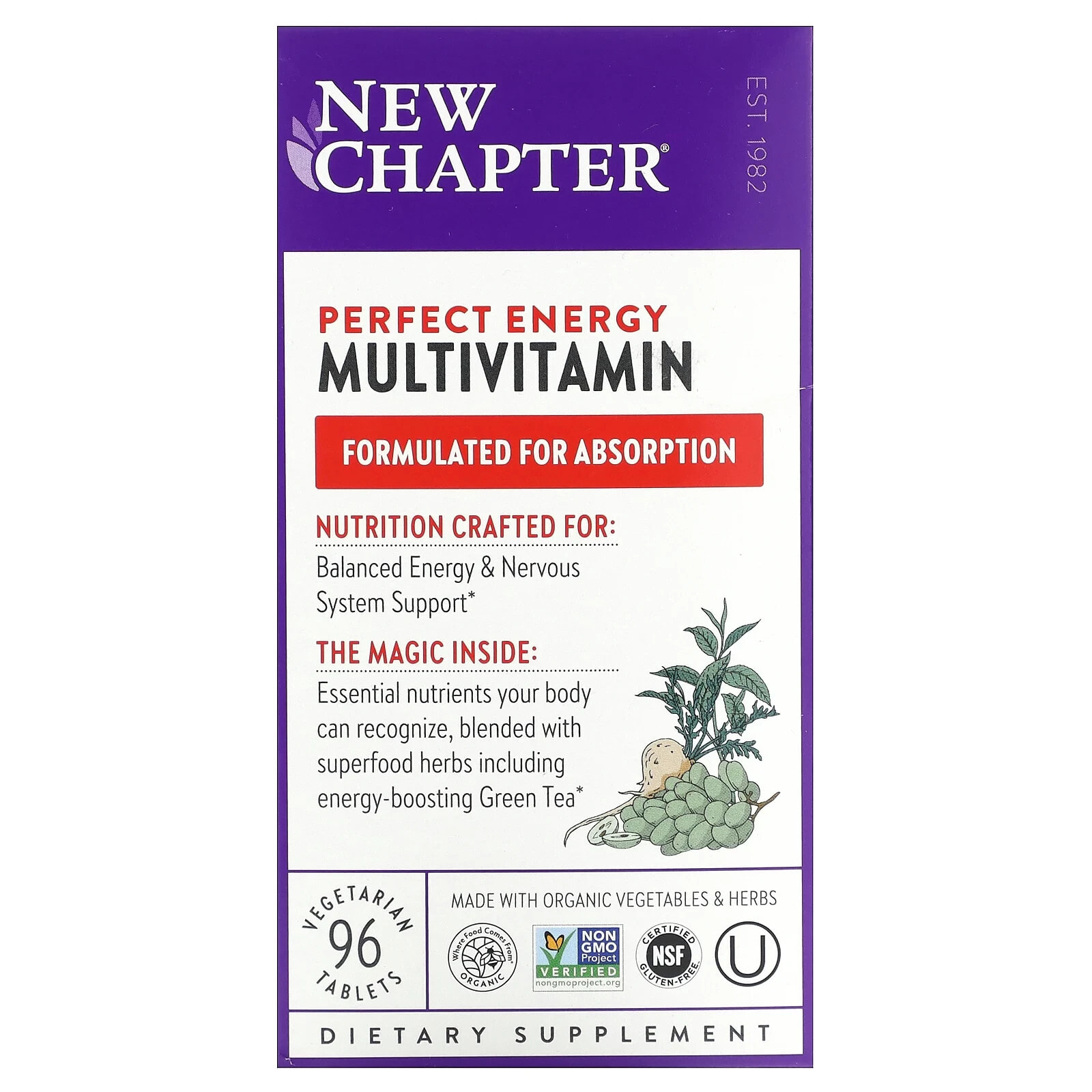 New Chapter, Perfect Energy Multivitamin, 96 Vegetarian Tablets