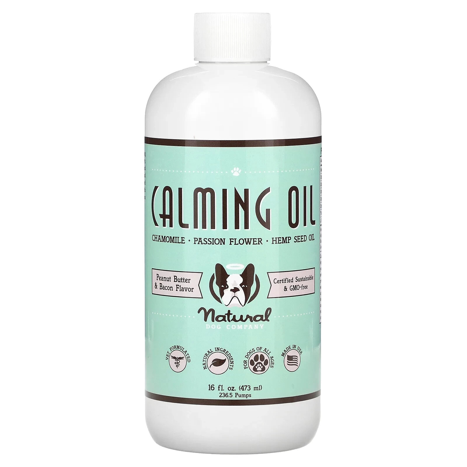 Calming Oil, For Dogs, All Ages, Peanut Butter & Bacon, 16 fl oz (473 ml)