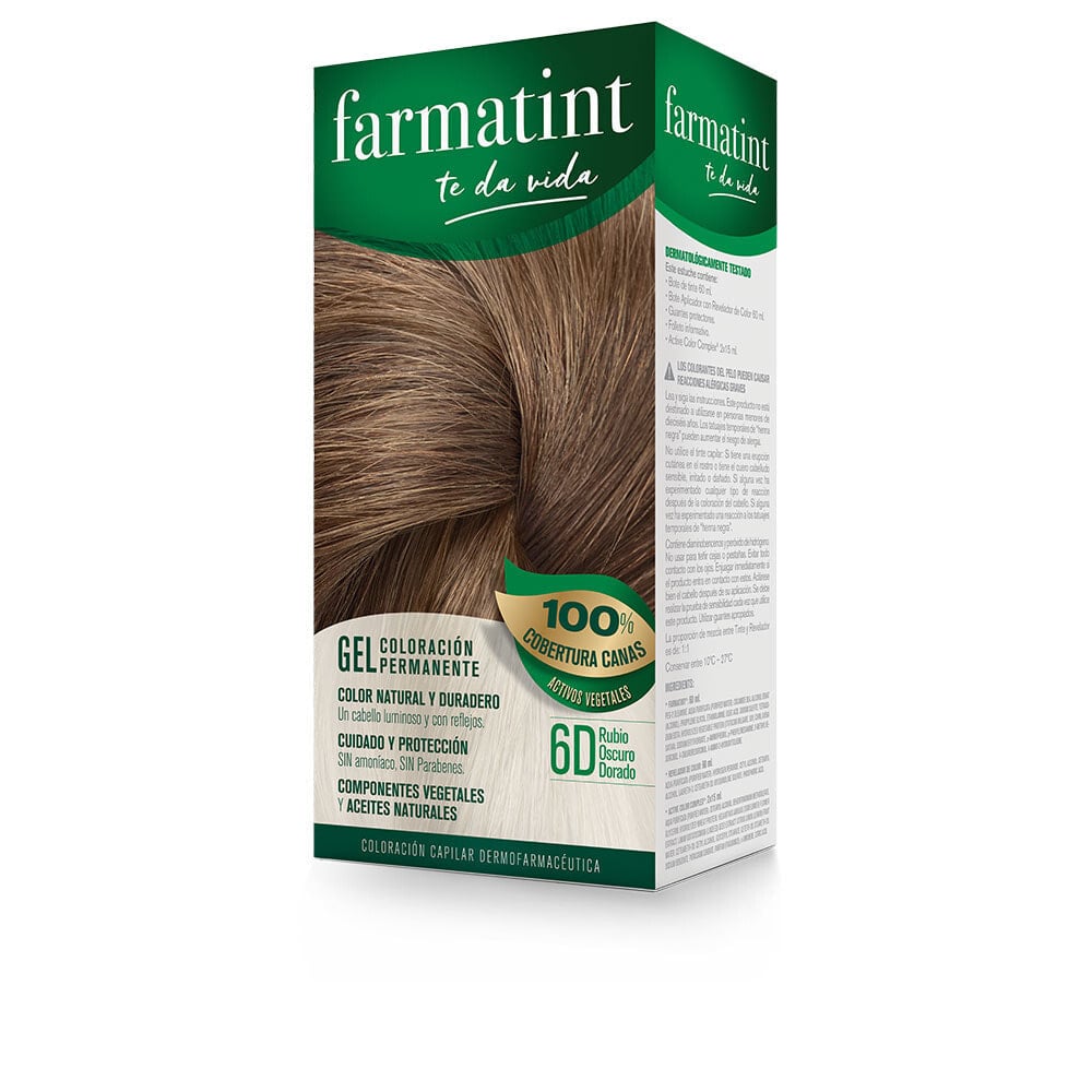 Farmatint	Permanent Coloring Gel No. 6d-Dark Golden Blonde Перманентная краска для волос на растительной основе и маслах без аммиака,оттенок темно-русый золотистый