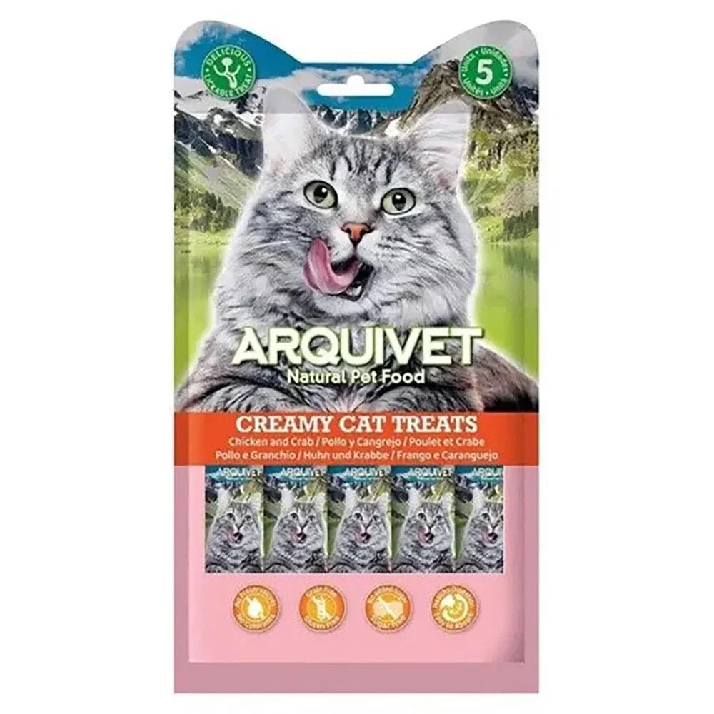 ARQUIVET Creamy snack with chicken and crab 5X14g cat treat