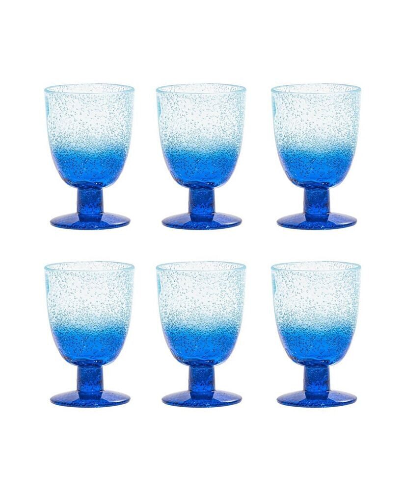 TarHong oceanic Ombre 6-Piece Premium Acrylic Goblet Glass Set, 14 oz