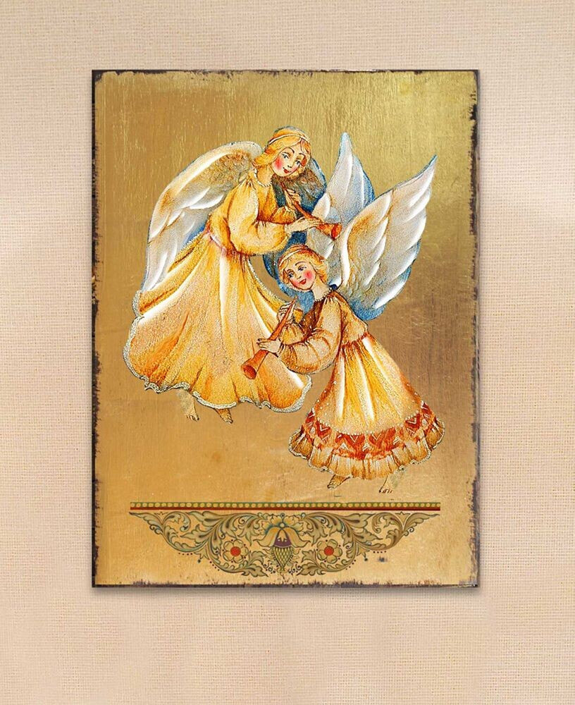 Designocracy angels Watching Over You Gold-Tone Plated Wooden Block, 8