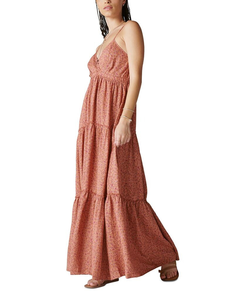 Women's Paisley-Print Tiered Maxi Dress Lucky Brand Цвет: Aragon Multi;  Размер: M купить от 17264 рублей в интернет-магазине , женские  платья Lucky Brand