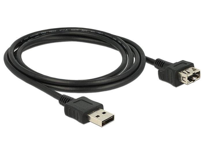 DeLOCK 2m 2xUSB2.0-A USB кабель 2.0 USB A Черный 83665