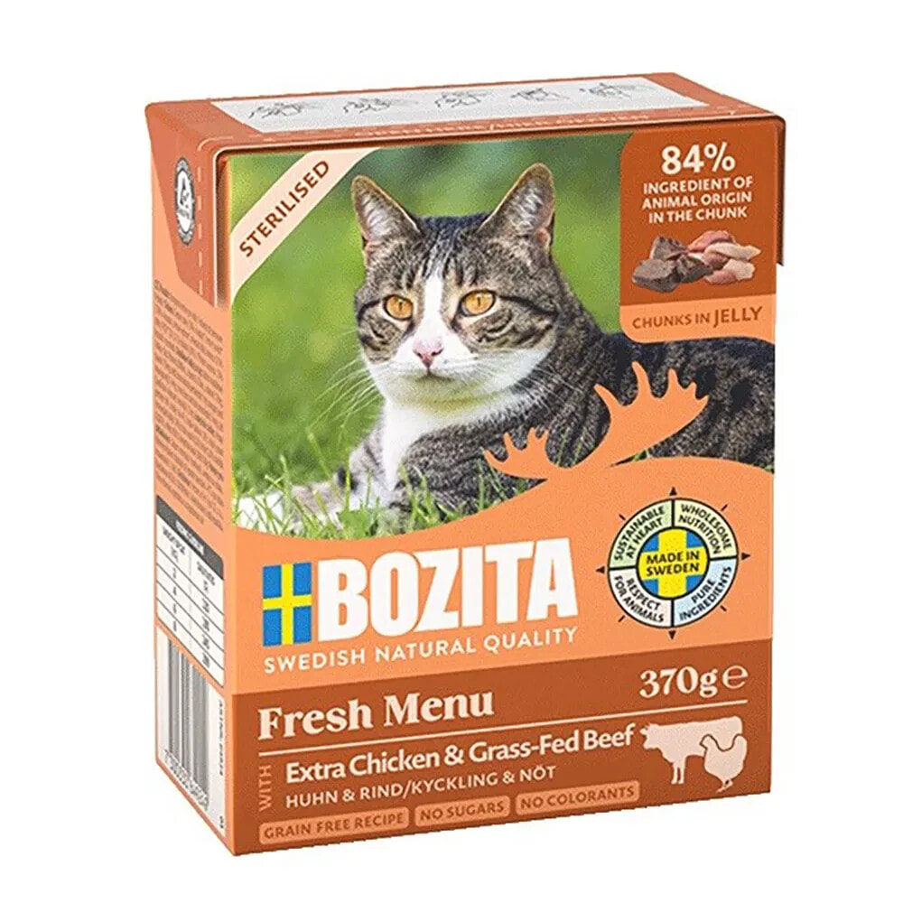 BOZITA Fresh menu sterilised extra chicken with beef wet dog food 370g