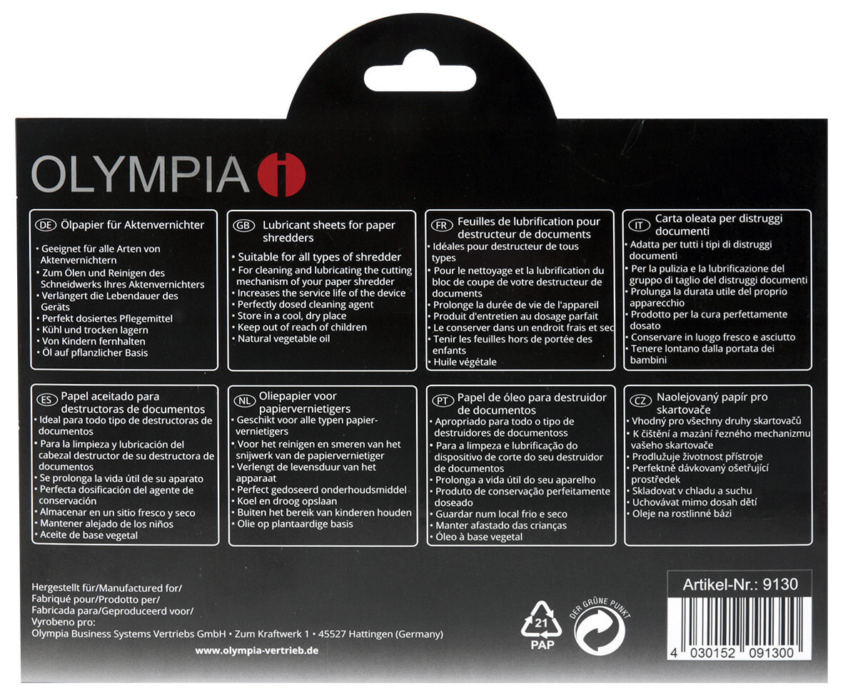 Olympia 9130 аксессуар для измельчителей бумаги Смазочное масло 12 шт
