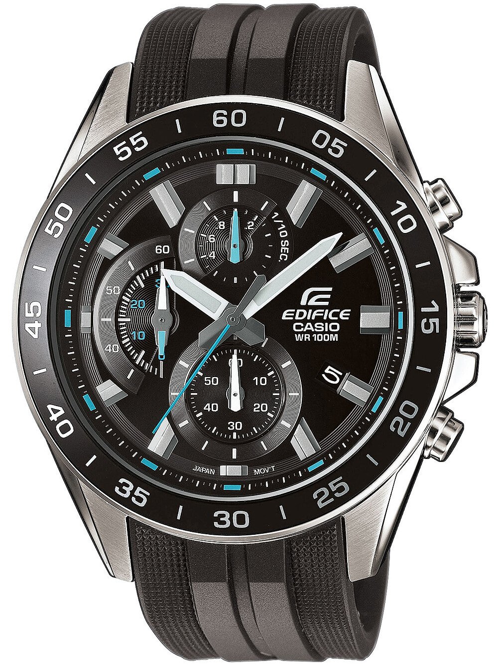 Мужские наручные часы с черным силиконовым ремешком Casio EFV-550P-1AVUEF Edifice Chronograph 47mm 10ATM