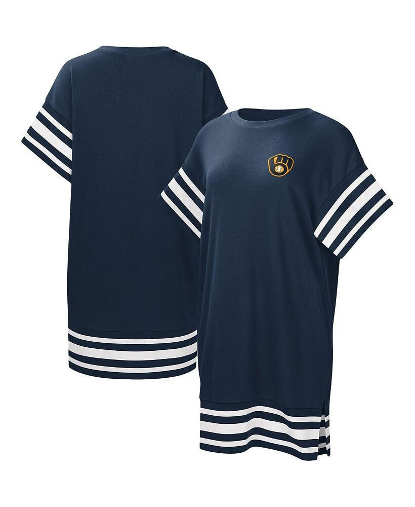 Touch women's Navy Milwaukee Brewers Cascade T-shirt Dress