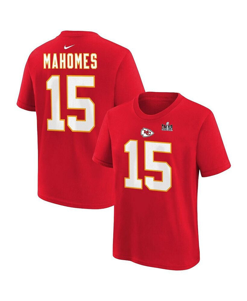 Nike little Boys and Girls Patrick Mahomes Red Kansas City Chiefs Super Bowl LVIII Player Name and Number T-shirt