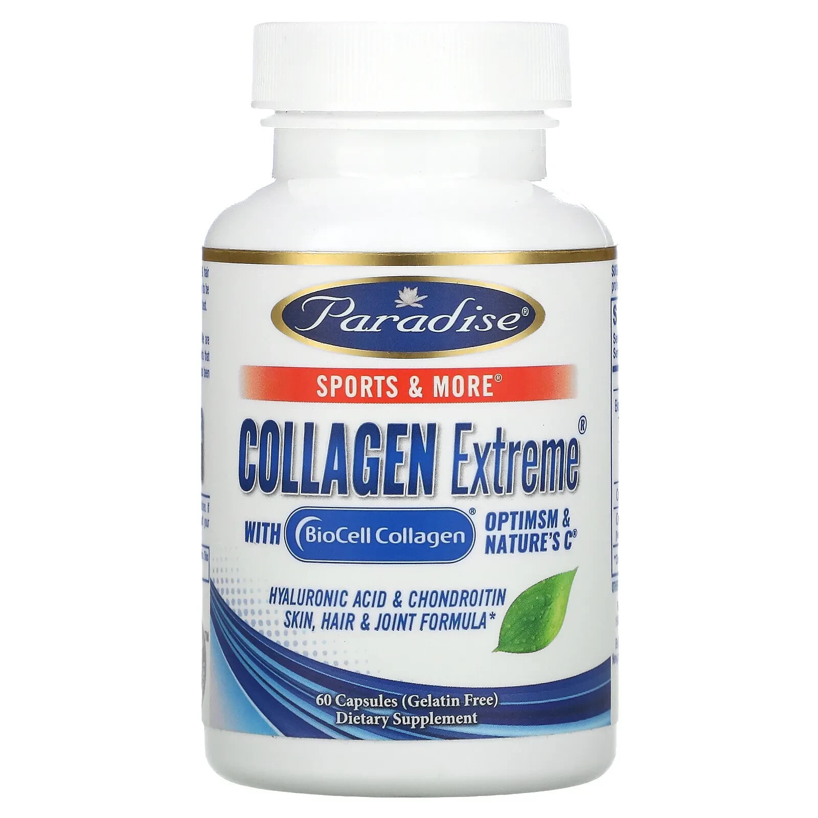 Парадайз Хербс, Collagen Extreme с коллагеном BioCell, OptiMSM и натруальным витамином C, 120 капсул
