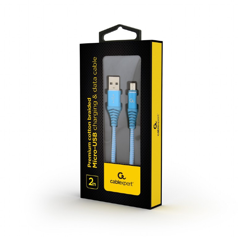 Gembird CC-USB2B-AMMBM-2M-VW USB кабель 2.0 Micro-USB B USB A Синий, Белый