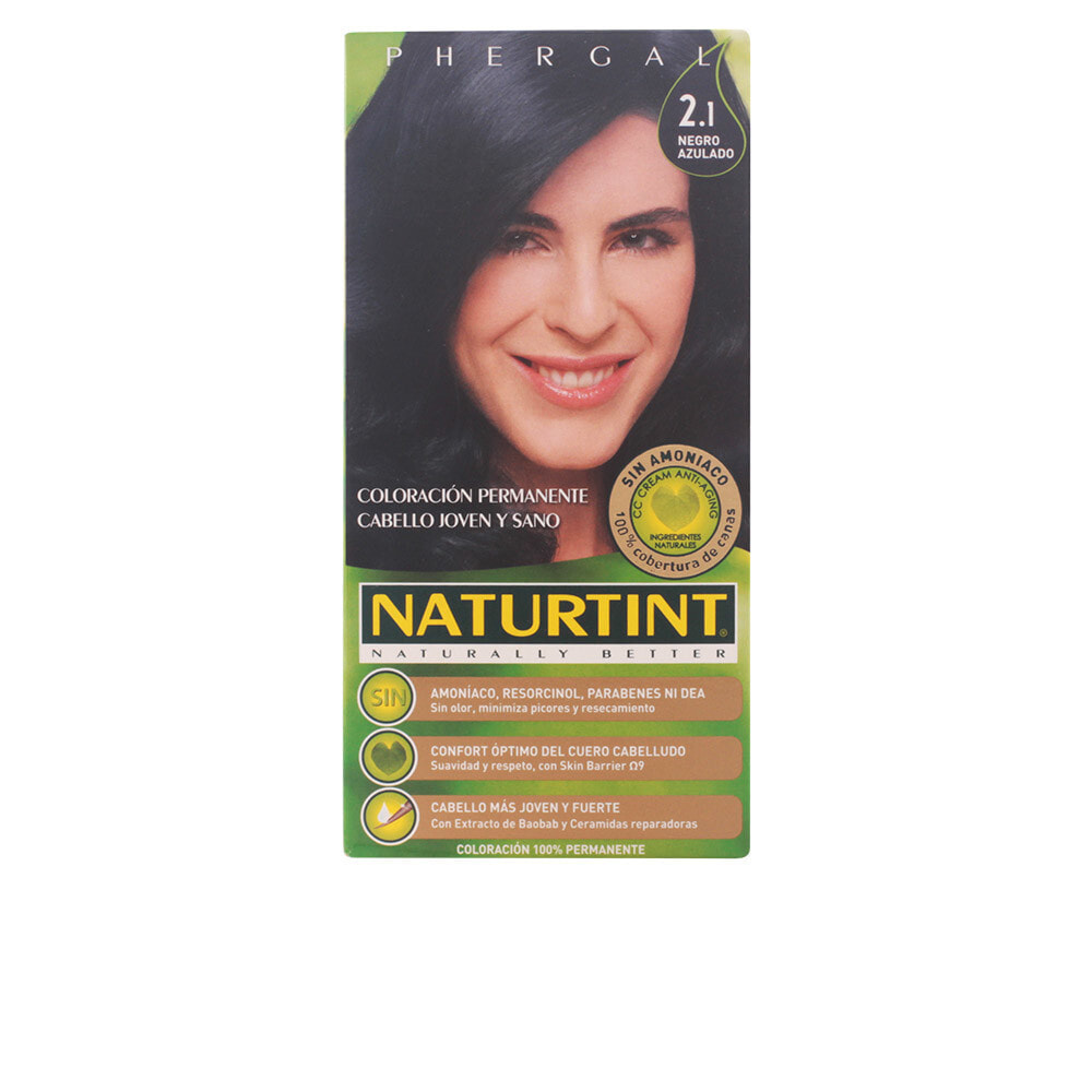 Naturtint Permanent Hair Color. No. 2.1 Bluish Black Восстанавливающая перманентная краска для волос без аммиака, оттенок сине-черный