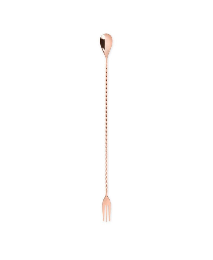 Viski copper Trident Barspoon with Twisted Stem Handle