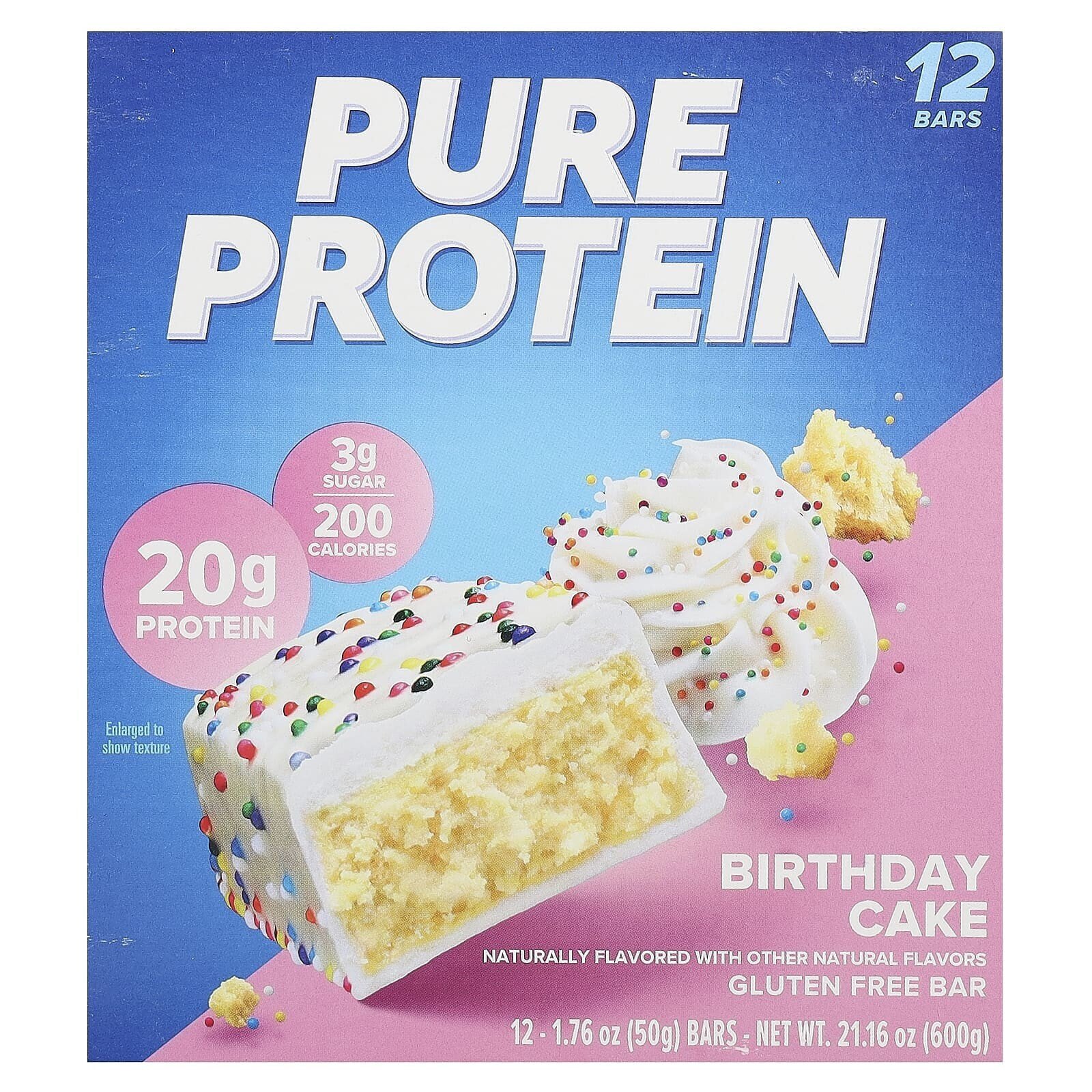 Gluten Free Bars, Birthday Cake, 12 Bars,1.76 oz (50 g) Bars