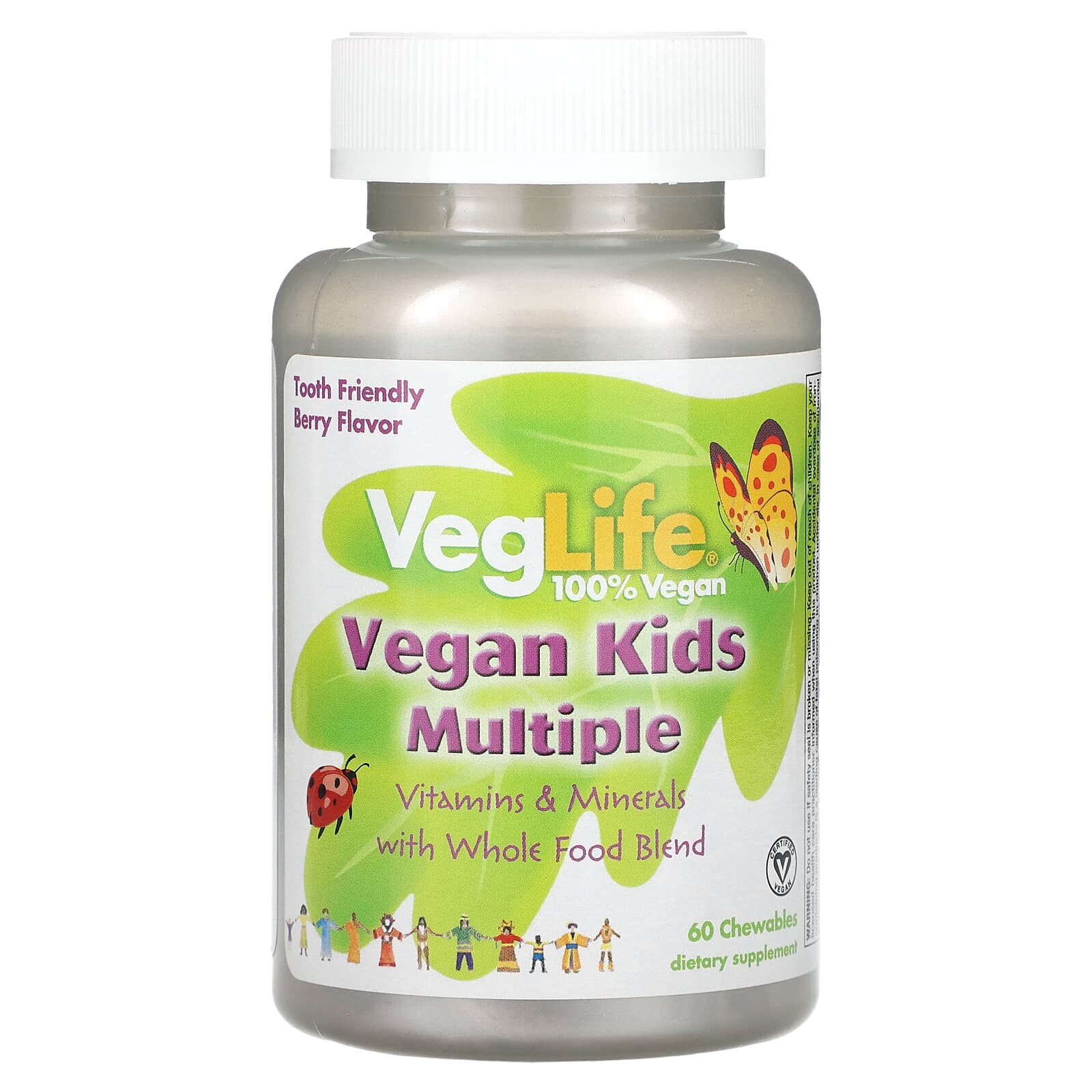 VegLife, веганские мультивитамины для детей, со вкусом ягод, 60 жевательных таблеток