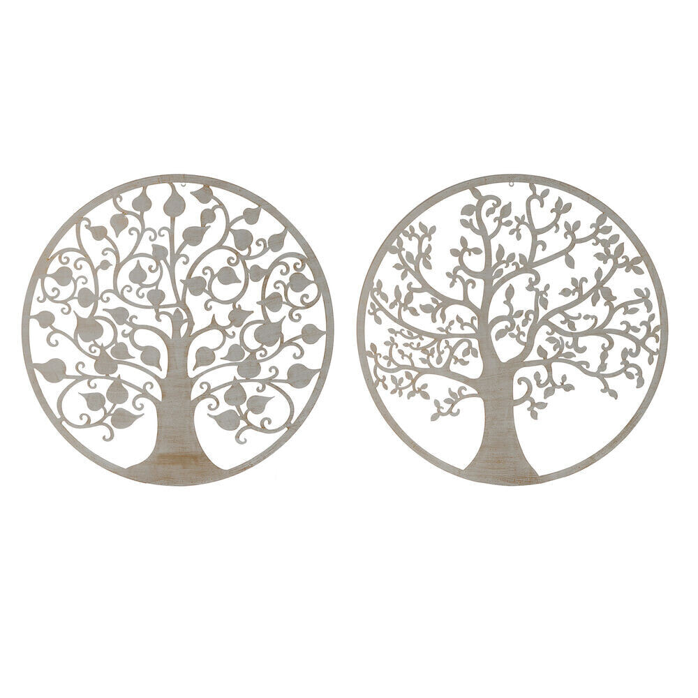 Wall Decoration DKD Home Decor White 100 x 1 x 100 cm Tree Golden Indian Man (2 Units)