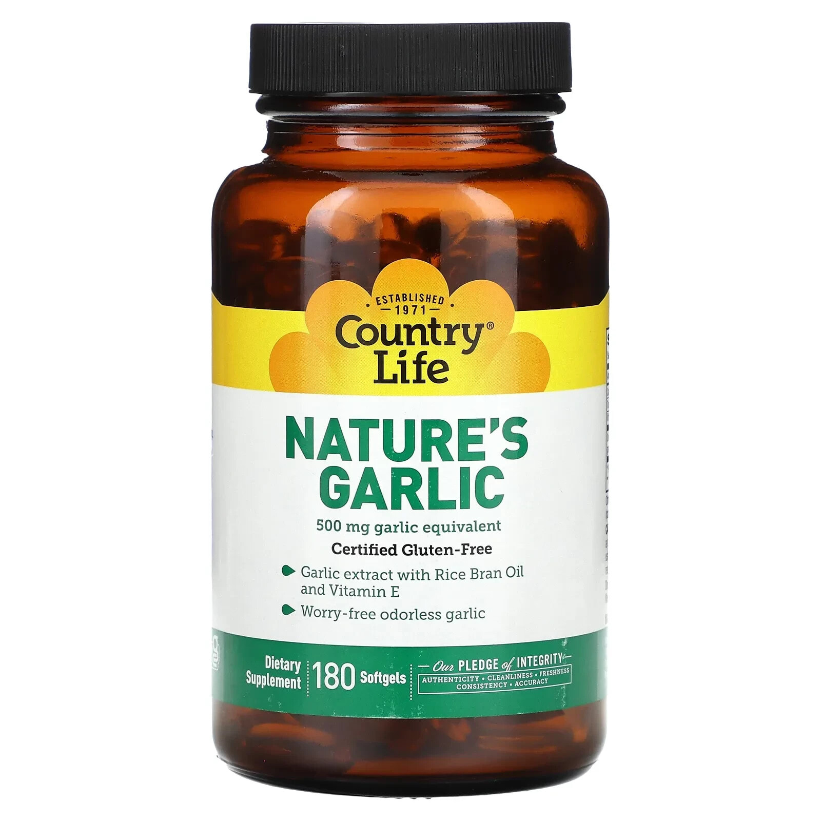 Country Life, Nature's Garlic, 500 мг, 90 мягких таблеток