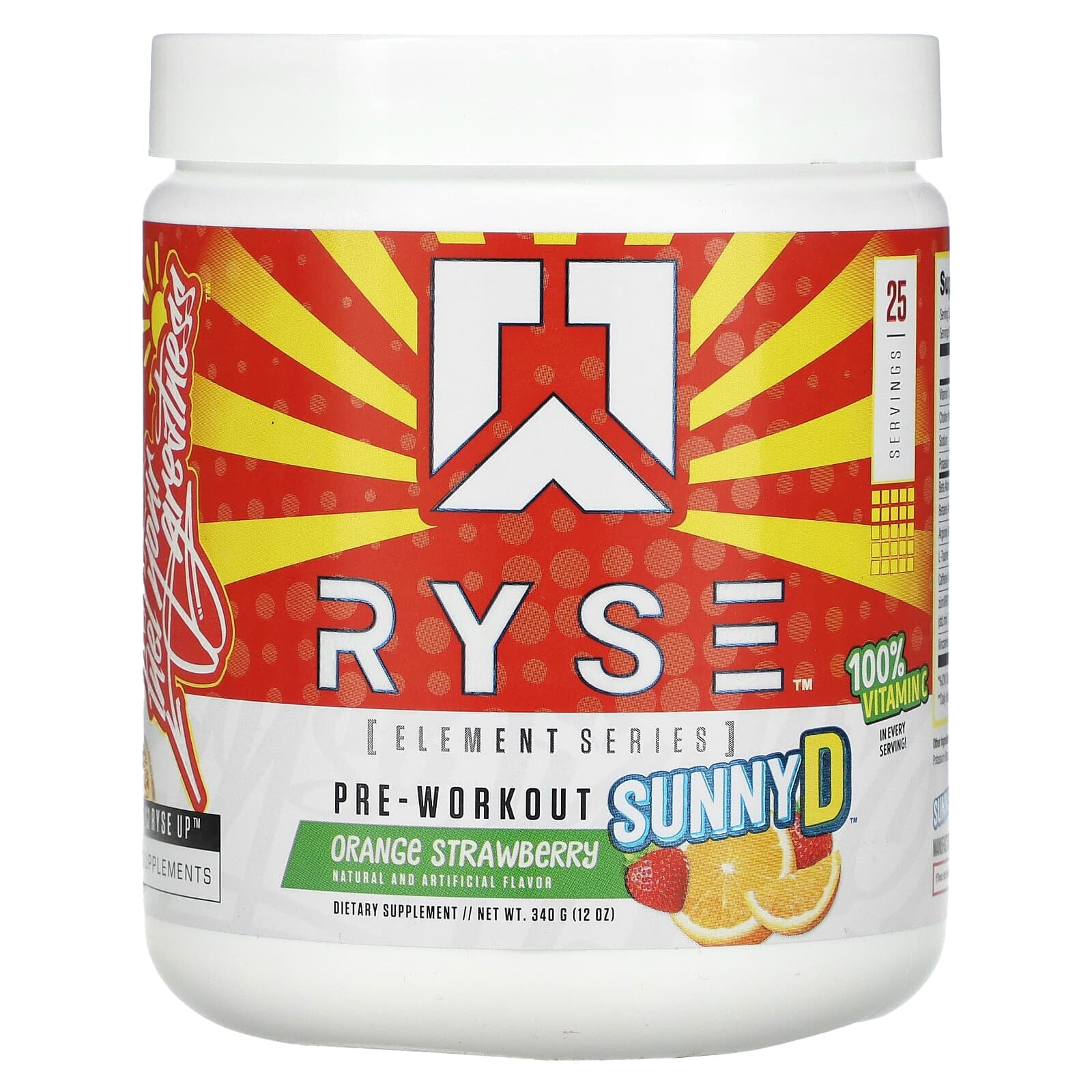 Ryse Supps, Element Series, Pre-Workout, Sunny D, Orange Strawberry, 12 oz (340 g)