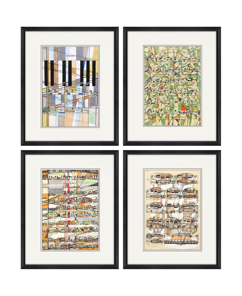 Paragon Picture Gallery geometry of Music Framed Art, Set of 4