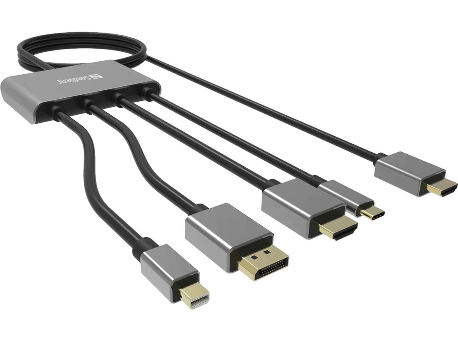 Sandberg 509-21 видео кабель адаптер 2 m HDMI Тип A (Стандарт) DisplayPort + Mini DisplayPort + HDMI + USB Type-C Черный