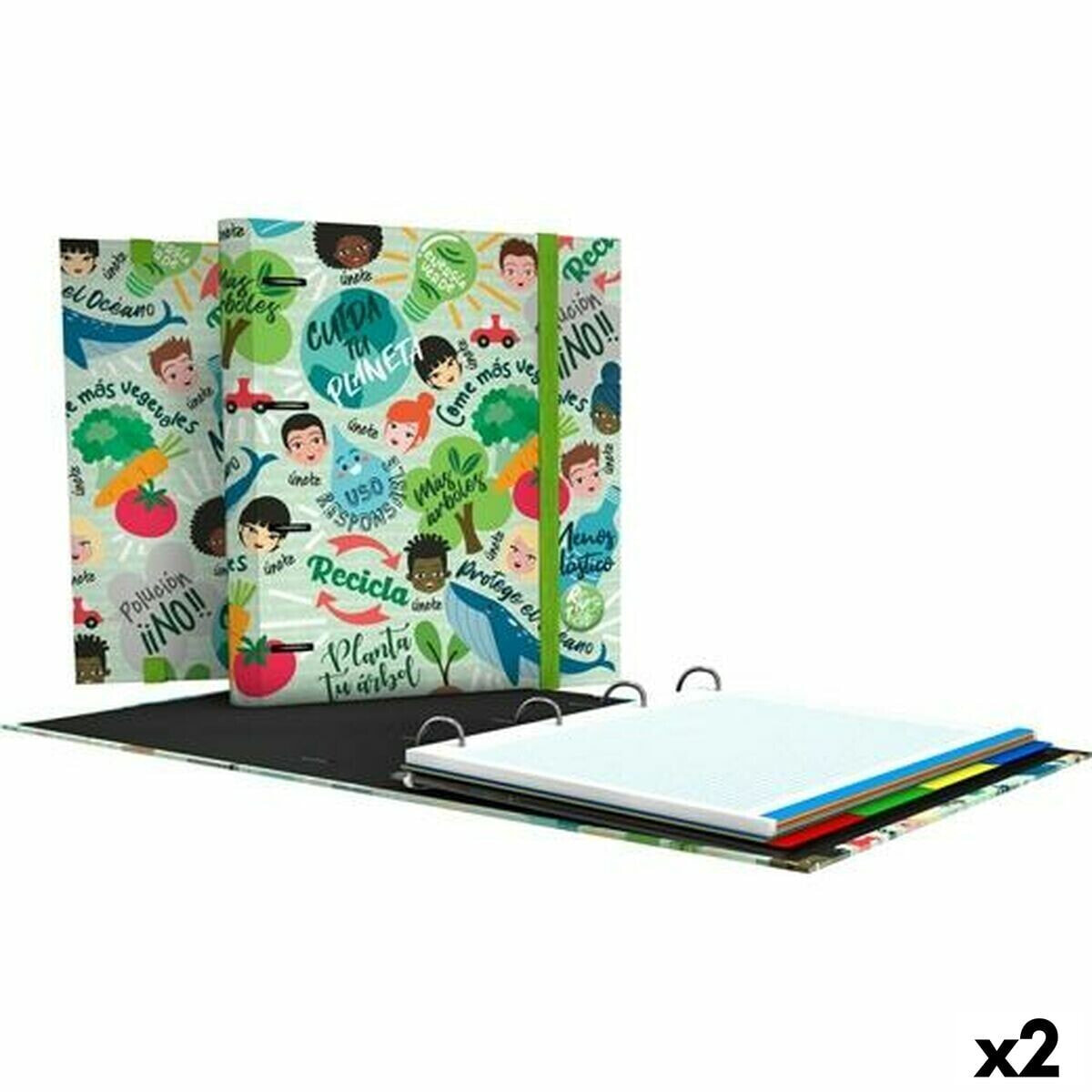 Ring binder Grafoplas Carpebook Revolution Green Green A4 (2 Units)