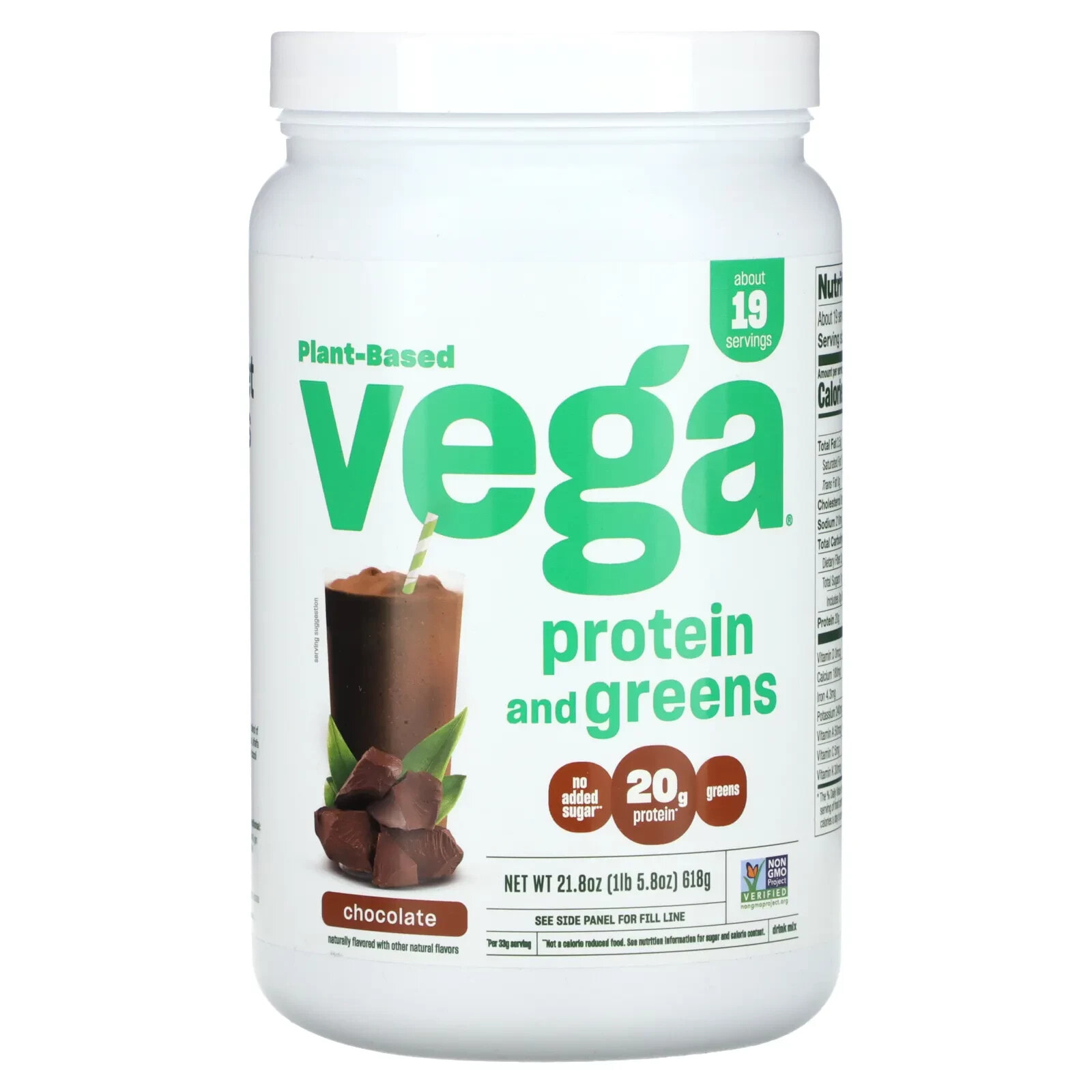 Plant Based Protein and Greens, Vanilla, 26.8 oz (760 g)