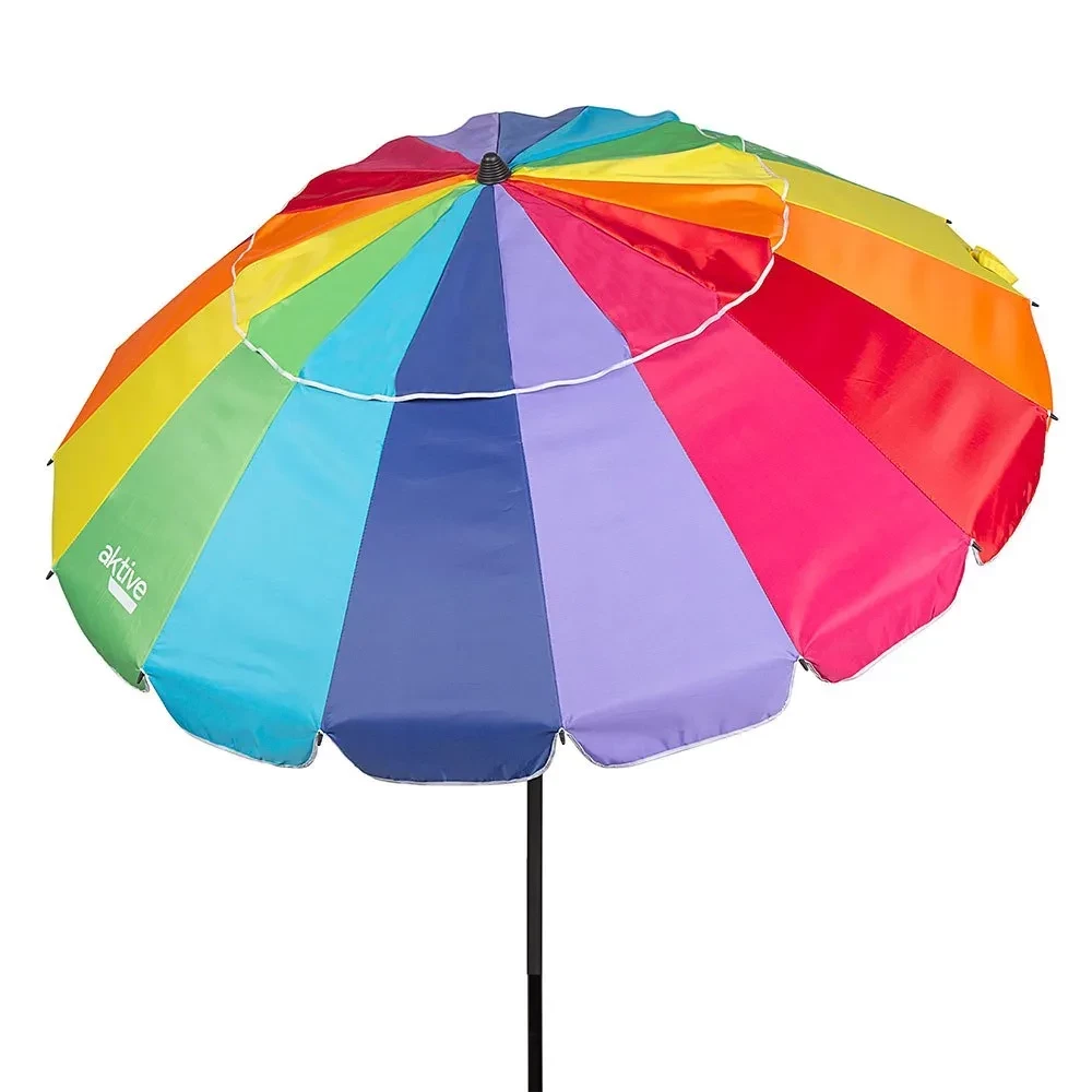 AKTIVE 195 cm Antivition Beach With Inclinable Mast And UV50 Protection beach umbrella