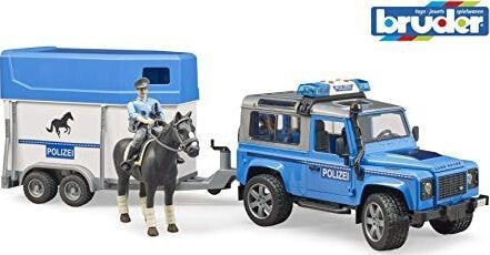 Внедорожник Land Rover Defender полицейский с прицепом, фигуркой и лошадью 02-588