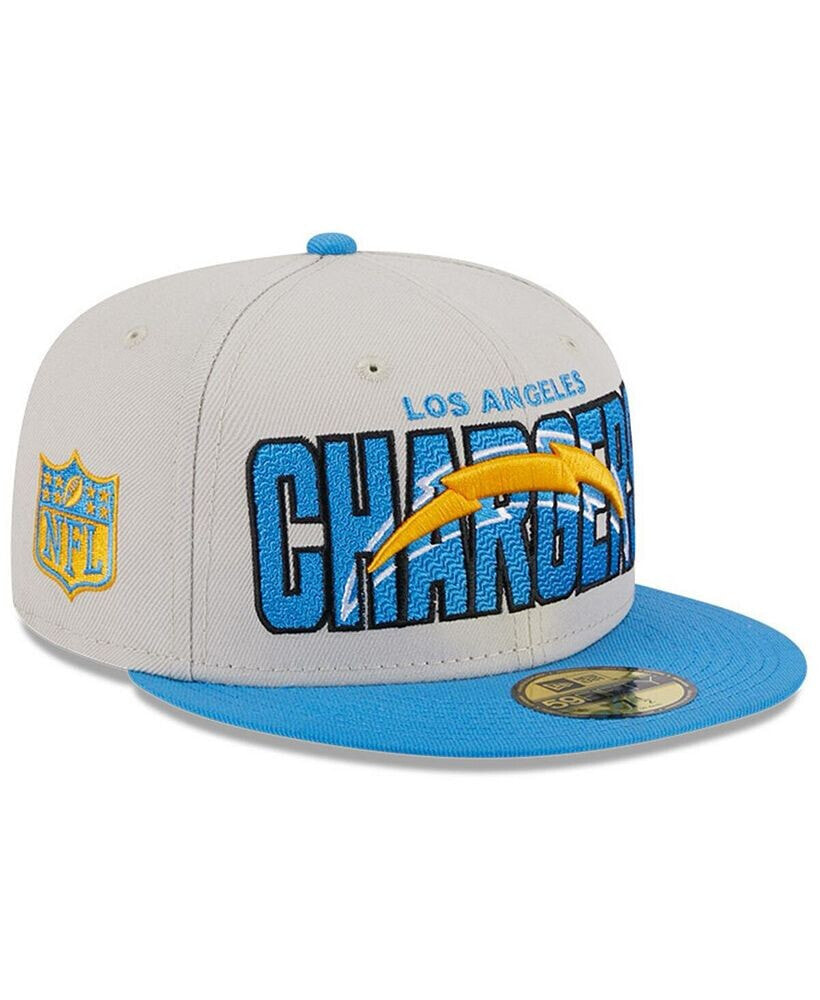 New Era men's Stone, Powder Blue Los Angeles Chargers 2023 NFL Draft On Stage 59FIFTY Fitted Hat