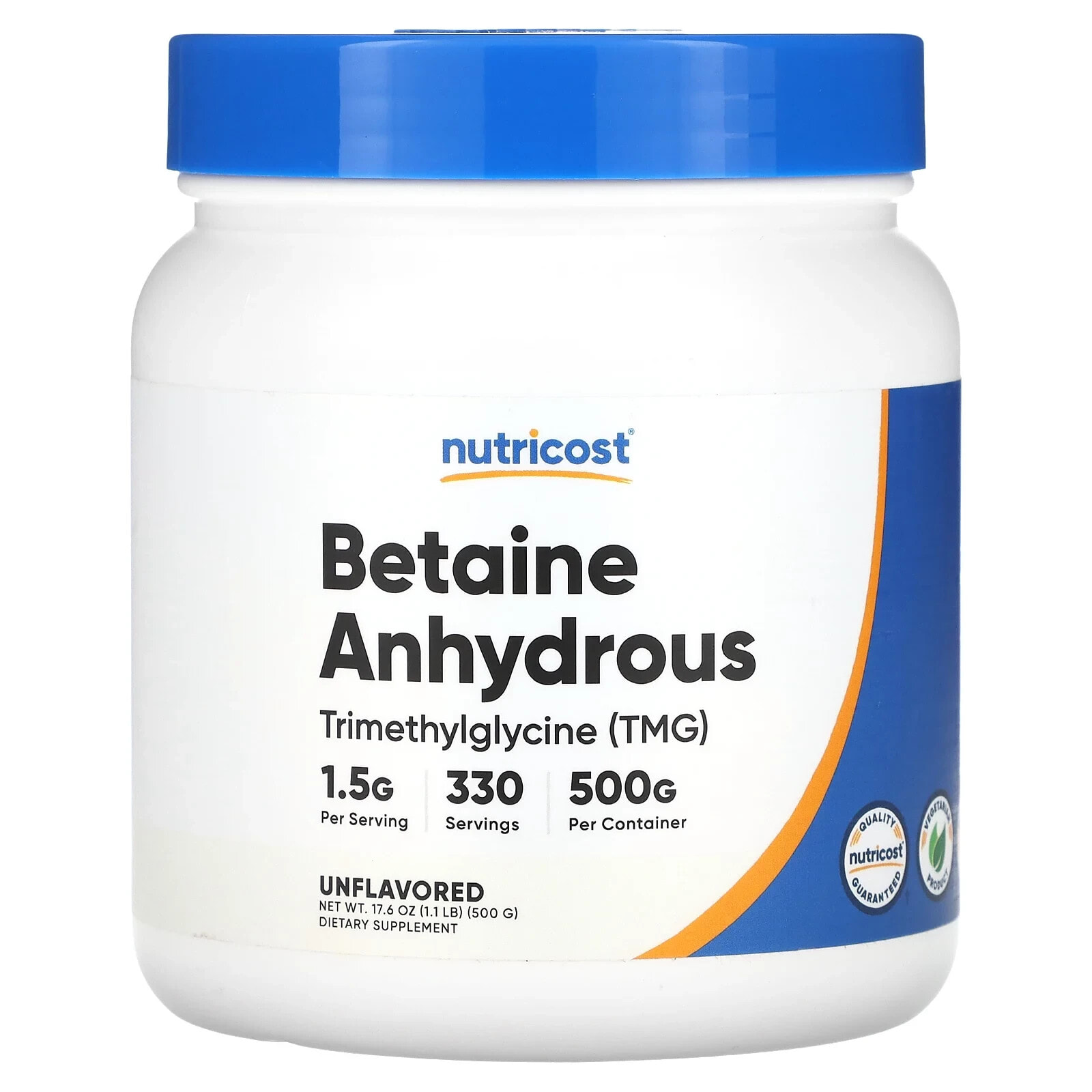 Nutricost, Безводный бетаин, без добавок, 500 г (17,6 унции)