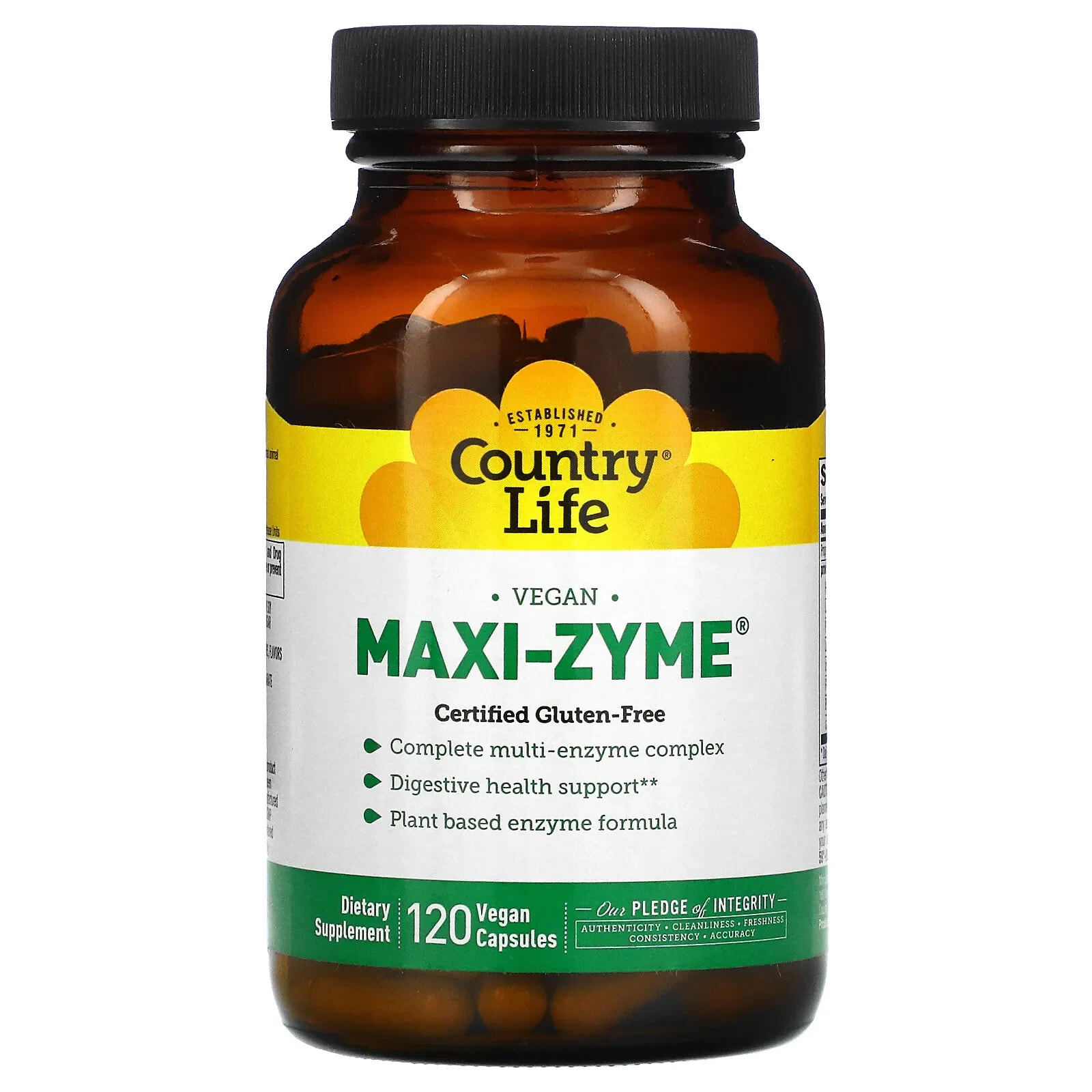 Кантри Лайф, Maxi-Zyme, 120 веганских капсул