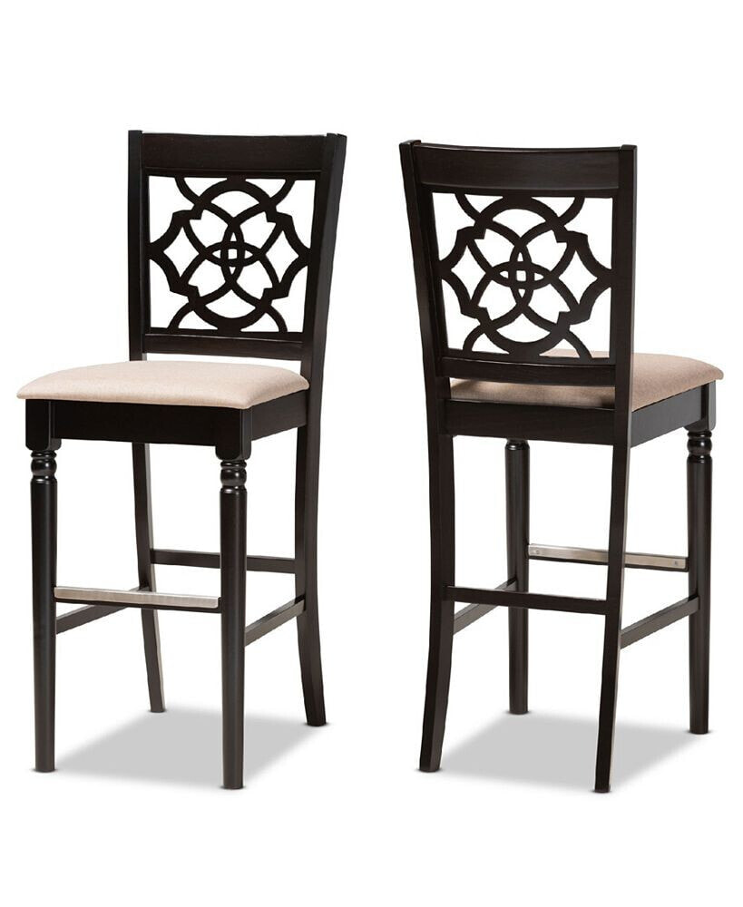 Baxton Studio alexandra Modern and Contemporary Fabric Upholstered 2 Piece Bar Stool Set