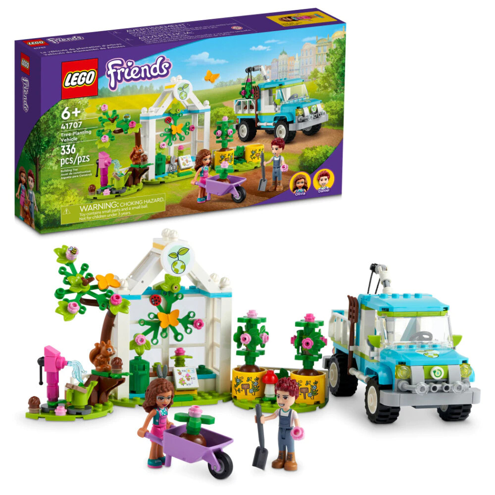 LEGO 41707 Friends Der Baumpflanzwagen, Bauspielzeug Garten und Auto mit Minifiguren, Set Kinder ab 6 Jahren