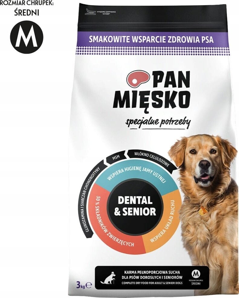 Pan Mięsko PAN MIĘSKO Specjalne potrzeby Dental & Senior (senior) chrupki M - Karma sucha dla psa - 3kg