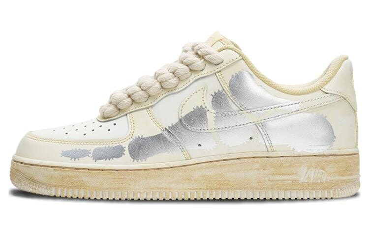 【定制球鞋】 Nike Air Force 1 Low 07 空军一号 浸染废土做旧风 沙漠遗骸 电镀银 防滑耐磨 低帮 板鞋 男款 黄银 / Кроссовки Nike Air Force CW2288-111