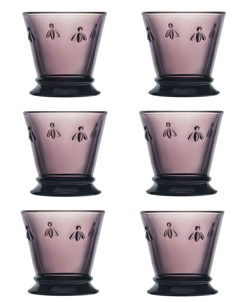 La Rochère napoleon Bee Aubergine 6-Piece Tumbler Set, 10 oz