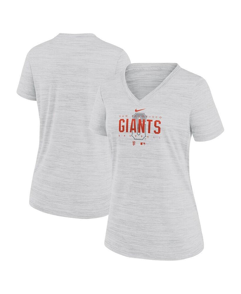 Nike women's White San Francisco Giants City Connect Velocity Practice Performance V-Neck T-shirt