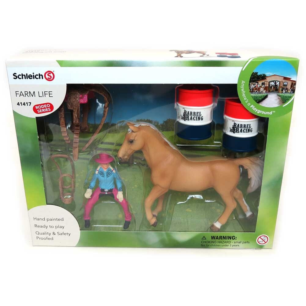 Игровой набор Schleich Девушка-ковбой с лошадью и аксессуарами 41417 —  купить недорого с доставкой, 588152