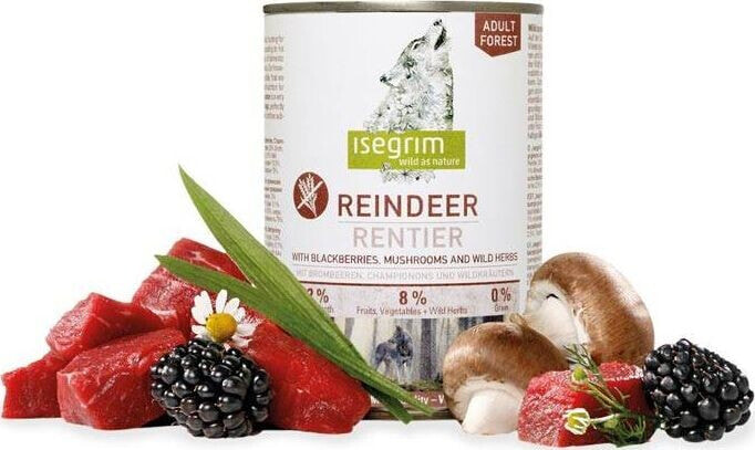 Isegrim Isegrim Adult Forest Reindeer - mokra karma dla dorosłych psów, czysty renifer z jeżynami, pieczarkami i dzikimi ziołami, 400g