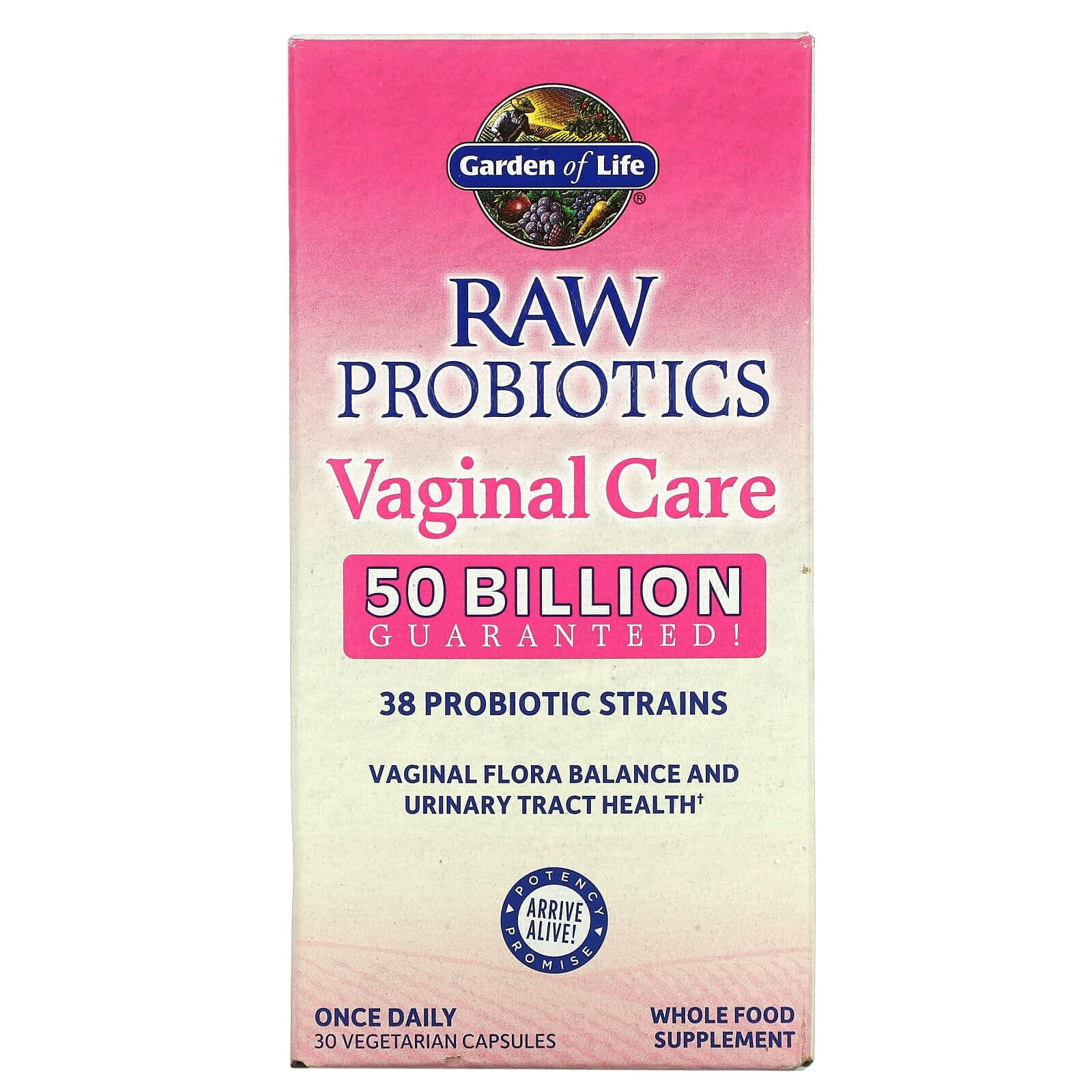 Гарден оф Лайф, RAW Probiotics, для восстановления микрофлоры влагалища, 50 млрд, 30 вегетарианских капсул