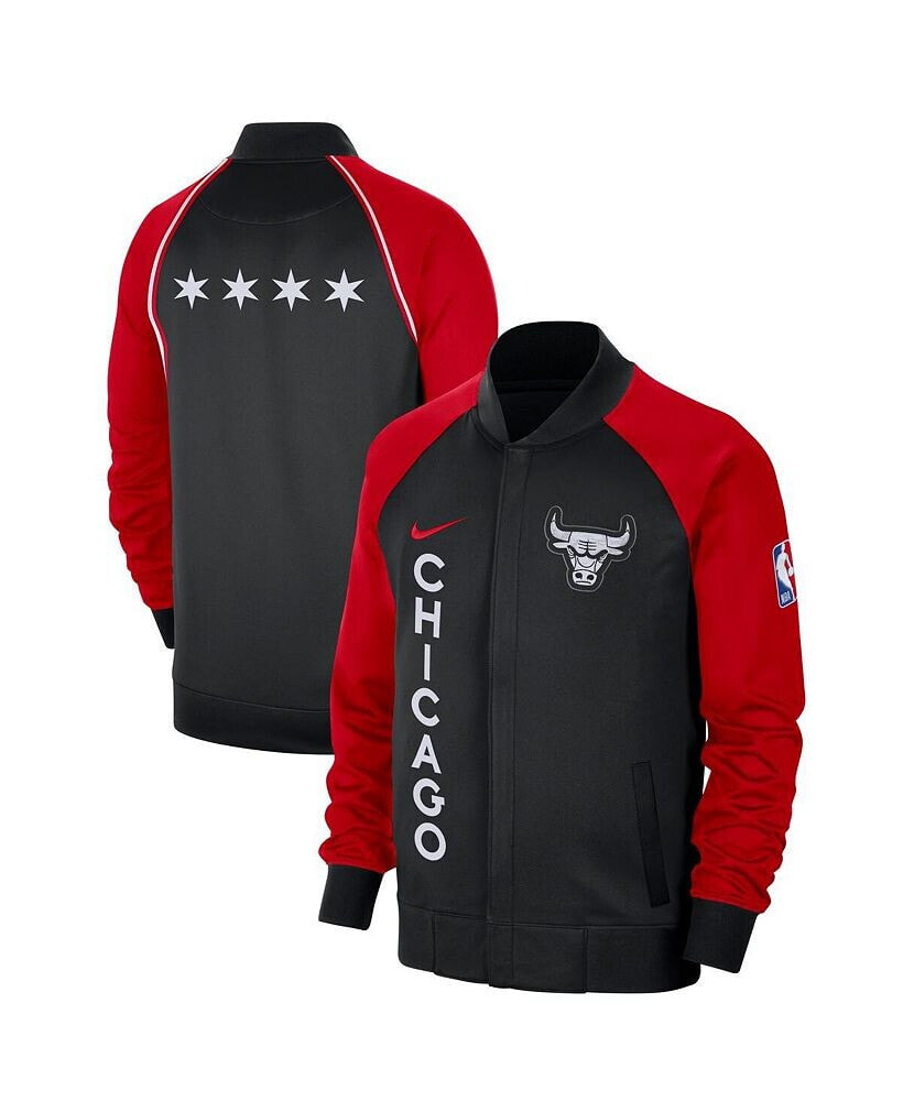 Nike men's Black, Red Chicago Bulls 2023/24 City Edition Authentic Showtime Performance Raglan Full-Zip Jacket