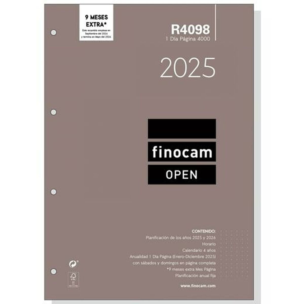 Diary Refill Finocam OPEN R4098 4000 A4 2025 21 x 29,7 cm