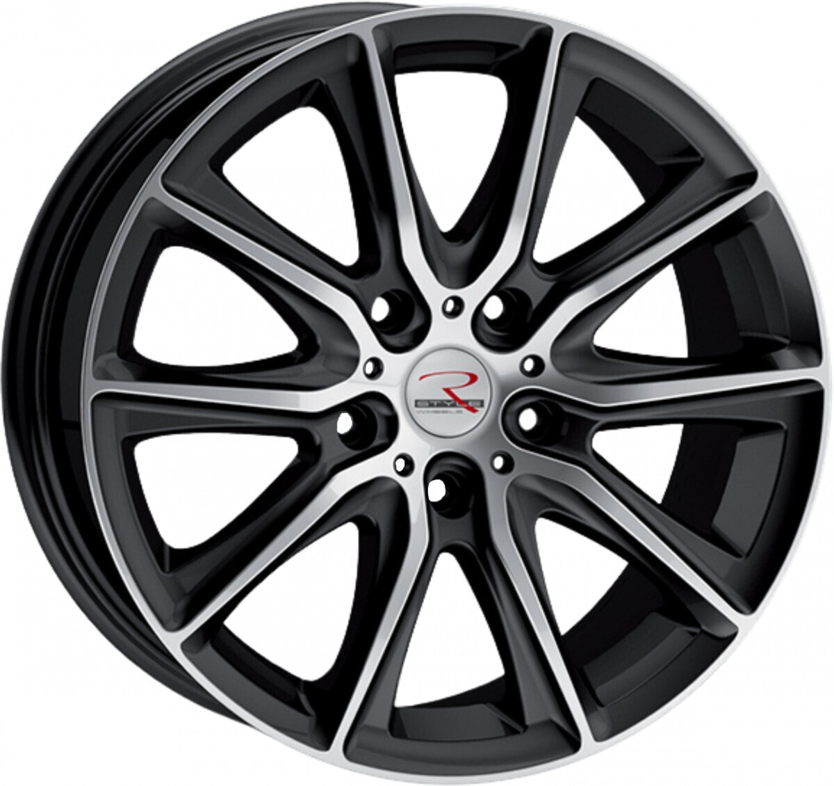 Колесный диск литой R-Style Wheels SR13 black front polished 8.5x18 ET48 - LK5/112 ML70.4