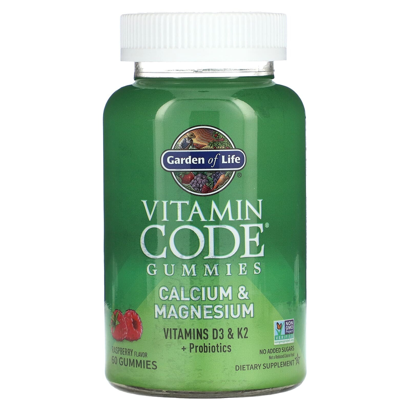 Garden of Life, Vitamin Code, жевательные таблетки с кальцием и магнием, малина, 60 жевательных таблеток